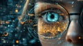 A focused coder and developer is shown wearing glasses as they work on programming code and data for cyber security and Royalty Free Stock Photo