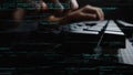Engaging Coder Working on Programming Interface with Code Snippets Displayed on a Dark Screen in a Modern Workspace Royalty Free Stock Photo