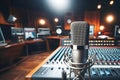 Focused Collaboration in a Modern Music Recording Studio Royalty Free Stock Photo