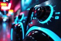 Close-up of illuminated control knobs on a modern washing machine with vibrant Royalty Free Stock Photo