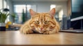 Focused Feline: The Office Cat on Duty. Generative ai