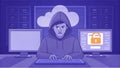 focused hacker in hoodie works on computers, surrounded by data visuals