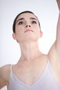 Focused on the performance of a lifetime. Closeup of a ballerina deep in concentration.