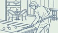 Focused Player Aiming in a Game of Pool Billiards, vector design Generative AI Royalty Free Stock Photo
