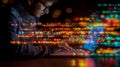 Focused Programmer Typing Code with Digital Light Streams