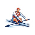 Focused rower propelling boat in stylized illustration Royalty Free Stock Photo