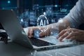 Focused Software Developer Working at Desk, Problem Solving, Coding, Technology, Innovation, Laptop, Office,