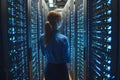 Data Center Operations: Professional Technologist Managing Server Racks Generative AI