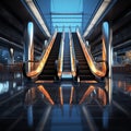 Focused view Escalator detail within modern building or subway station environment