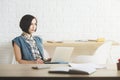 Focused woman using laptop Royalty Free Stock Photo