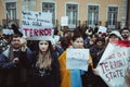 Focused women lead anti-war protest