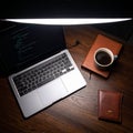 Focused Workspace at Night with Coffee Royalty Free Stock Photo