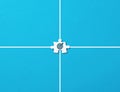 Focusing on the goals and objectives. Goal ambiguity. Target symbol on a jigsaw puzzle piece on blue background Royalty Free Stock Photo