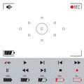 Focusing screen of the camera. Vector viewfinder and video icons
