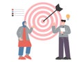 focusing target aiming ambition idea improve manage development team work design icon illustration Royalty Free Stock Photo