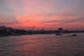 Spending time in sunset at Chao Phraya river Royalty Free Stock Photo