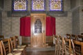 Focusing a wood confessional in a Catholic church