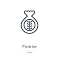 Fodder icon. Thin linear fodder outline icon isolated on white background from food collection. Line vector fodder sign, symbol