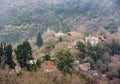 Fog above Milies village on mountain Pelion