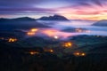 Fog in Aramaio valley at night Royalty Free Stock Photo