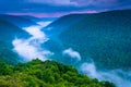 Fog in the Blackwater Canyon at sunset, seen from Lindy Point, B Royalty Free Stock Photo