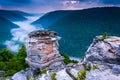 Fog in the Blackwater Canyon at sunset, seen from Lindy Point, B Royalty Free Stock Photo