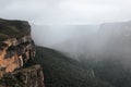 Fog and cloud descend over BLue Mountains and Grose Valley Royalty Free Stock Photo