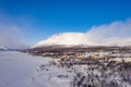 fog clouds moving over the Saanatunturi fell Royalty Free Stock Photo