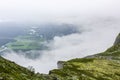 Fog and clouds over landscape from VeslehÃÂ¸dn Veslehorn, Hemsedal Norway Royalty Free Stock Photo