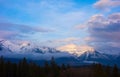 A cold spring morning at a campground in the rockies Royalty Free Stock Photo