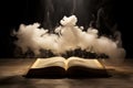 Fog coming out of a book. Generative AI