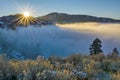 Fog coveres Boise Idaho during an inversion