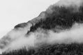 Fog covering the mountain forests with low cloud in Juneau alaska for fog landscape Royalty Free Stock Photo