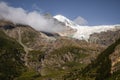 Fog covering part of a mountain