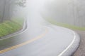 Fog Covers Curving Smoky Mountain Road With Copy Space Royalty Free Stock Photo