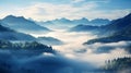 fog covers mountain