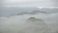 Fog at dawn in the Valley of Vinales Royalty Free Stock Photo