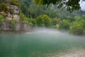 The fog at early morning on Kolpa river. Croatia and Slovenia border