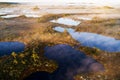 Fog emerging from Estonian bog lakes in Soomaa National Park Royalty Free Stock Photo