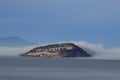 Fog Enveloping Buck Island on Upper Klamath Lake Royalty Free Stock Photo