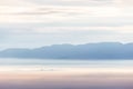 Fog filling a valley in Umbria Italy at dawn, with layers of mountains and hills Royalty Free Stock Photo