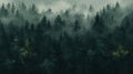 Whistlerian Forest: A Digital Painting Of A Fog-filled Pine Forest