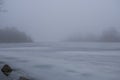 fog on a frozen river Royalty Free Stock Photo