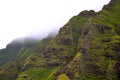 Fog hanging over green mountains Royalty Free Stock Photo