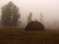 Fog and a haystack Royalty Free Stock Photo