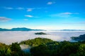 The fog at Khao Phanoen Thung, Kaeng Krachan National Park in Th Royalty Free Stock Photo