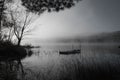 Fog on the lake in black and white. Royalty Free Stock Photo