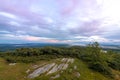 Fog lifts off the Kittatinny Mountains under a stormy sunset at High Point State Park, the top of NJ Royalty Free Stock Photo
