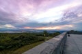 Fog lifts off the Kittatinny Mountains under a stormy sunset at High Point State Park, the top of NJ Royalty Free Stock Photo