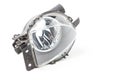 Fog light, xenon and halogen lamps on a white background. Used auto parts catalog from junkyard